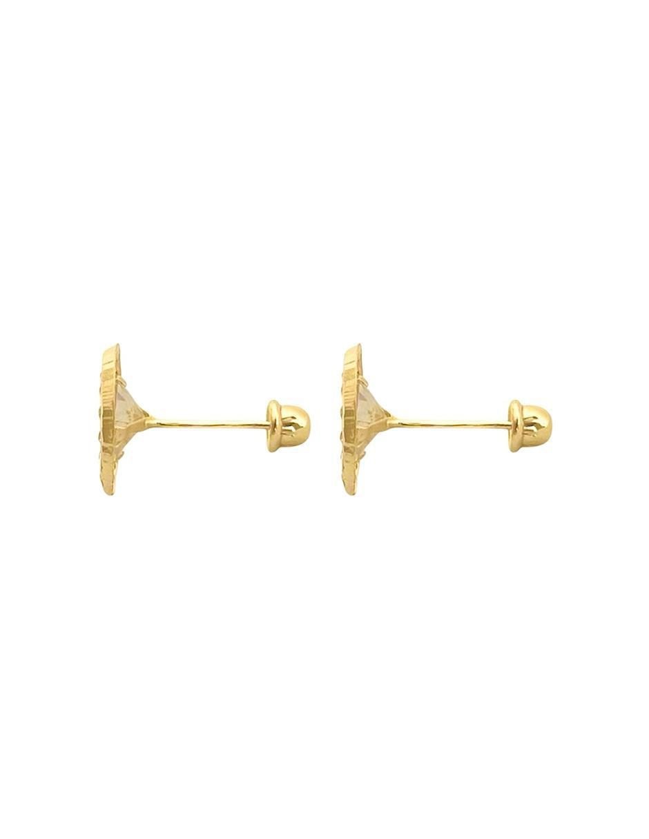 Broqueles redondos de oro con acabado brillante zirconia 5