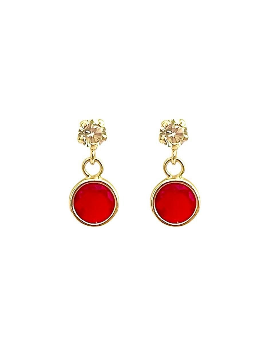 Aretes redondos de oro con acabado brillante zirconia