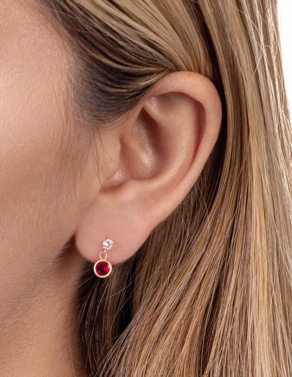 Aretes redondos de oro con acabado brillante zirconia 2