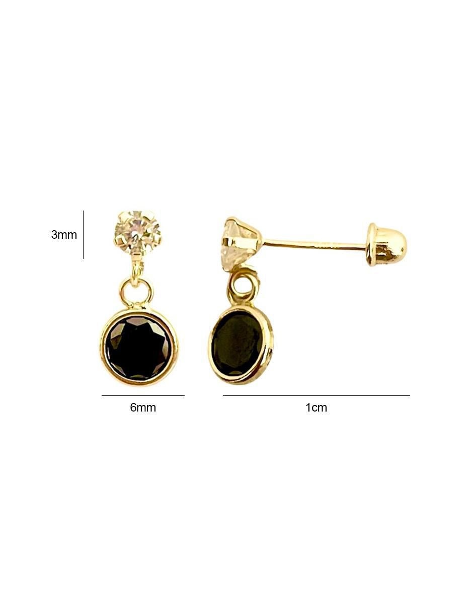 Aretes redondos de oro con acabado brillante zirconia 6