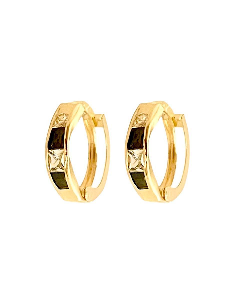 Aretes redondos de oro 14 K con acabado brillante zirconia 5