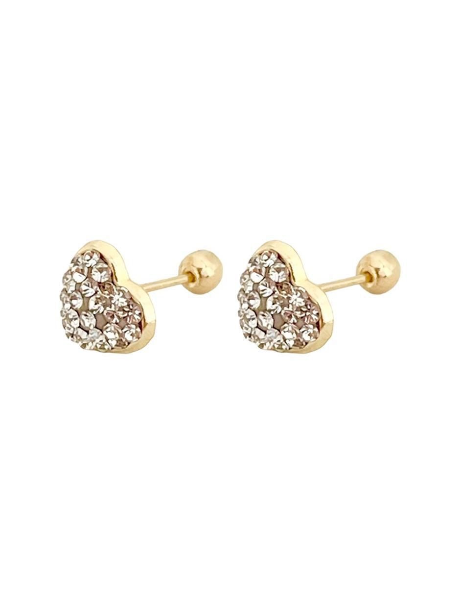 Broqueles de corazón de oro con acabado brillante zirconia 4