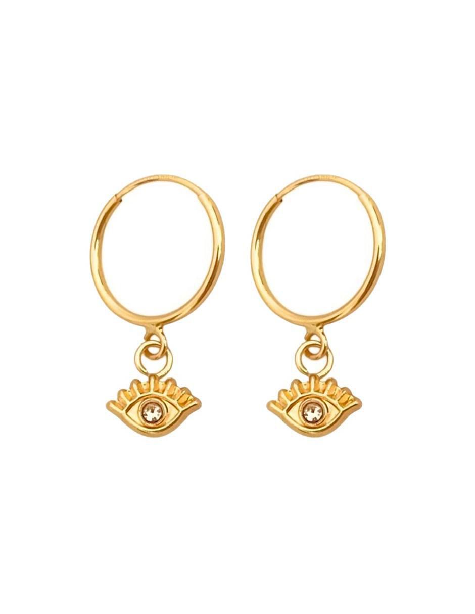 Arracadas de ojo turco de oro con acabado brillante zirconia