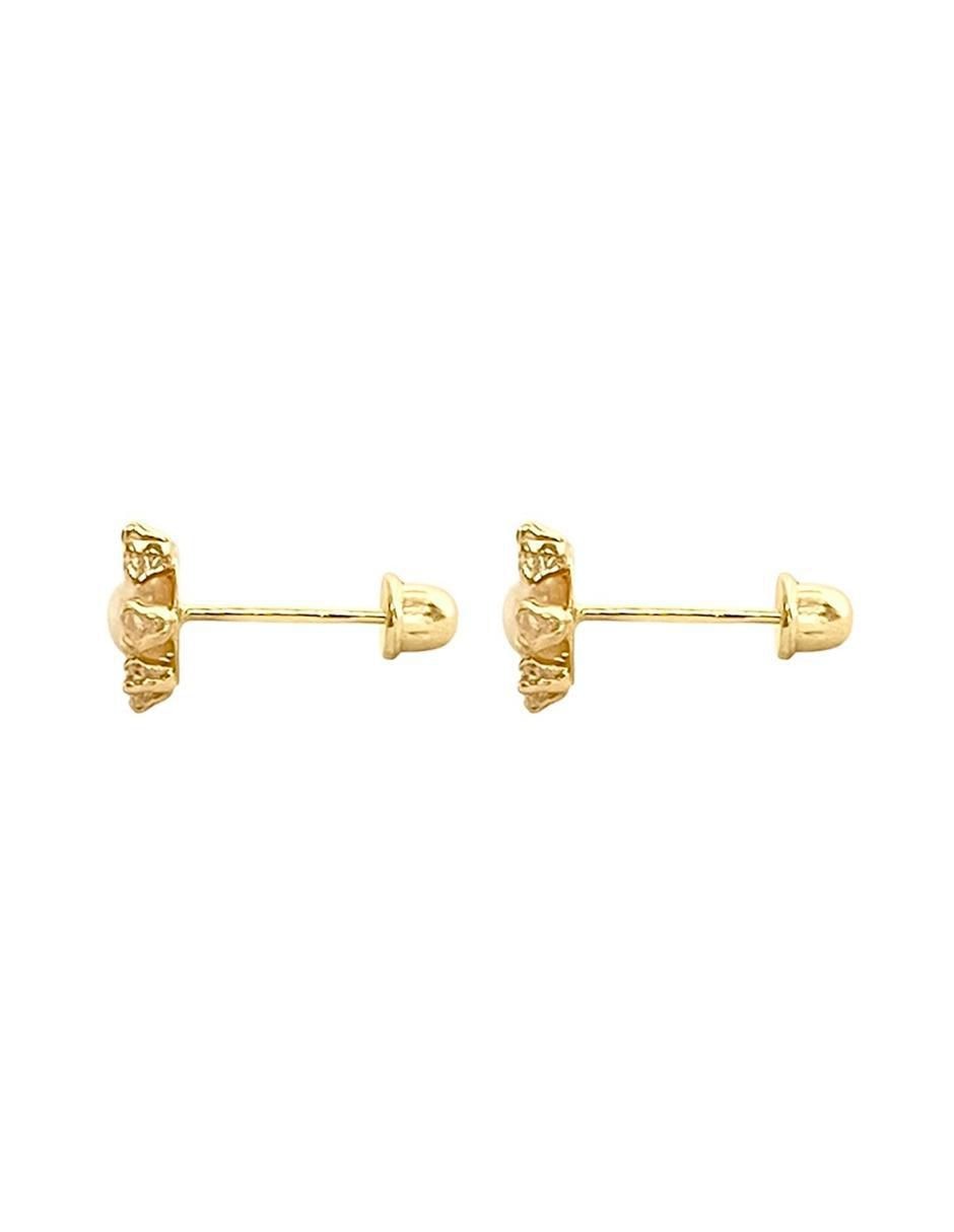 Broqueles de flor de oro con acabado brillante perla 5