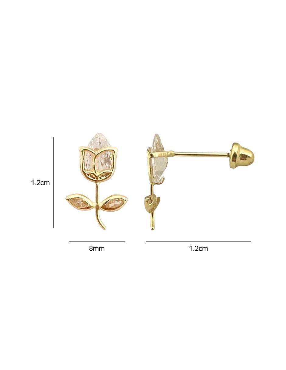 Broqueles de flor de oro con acabado brillante zirconia 6
