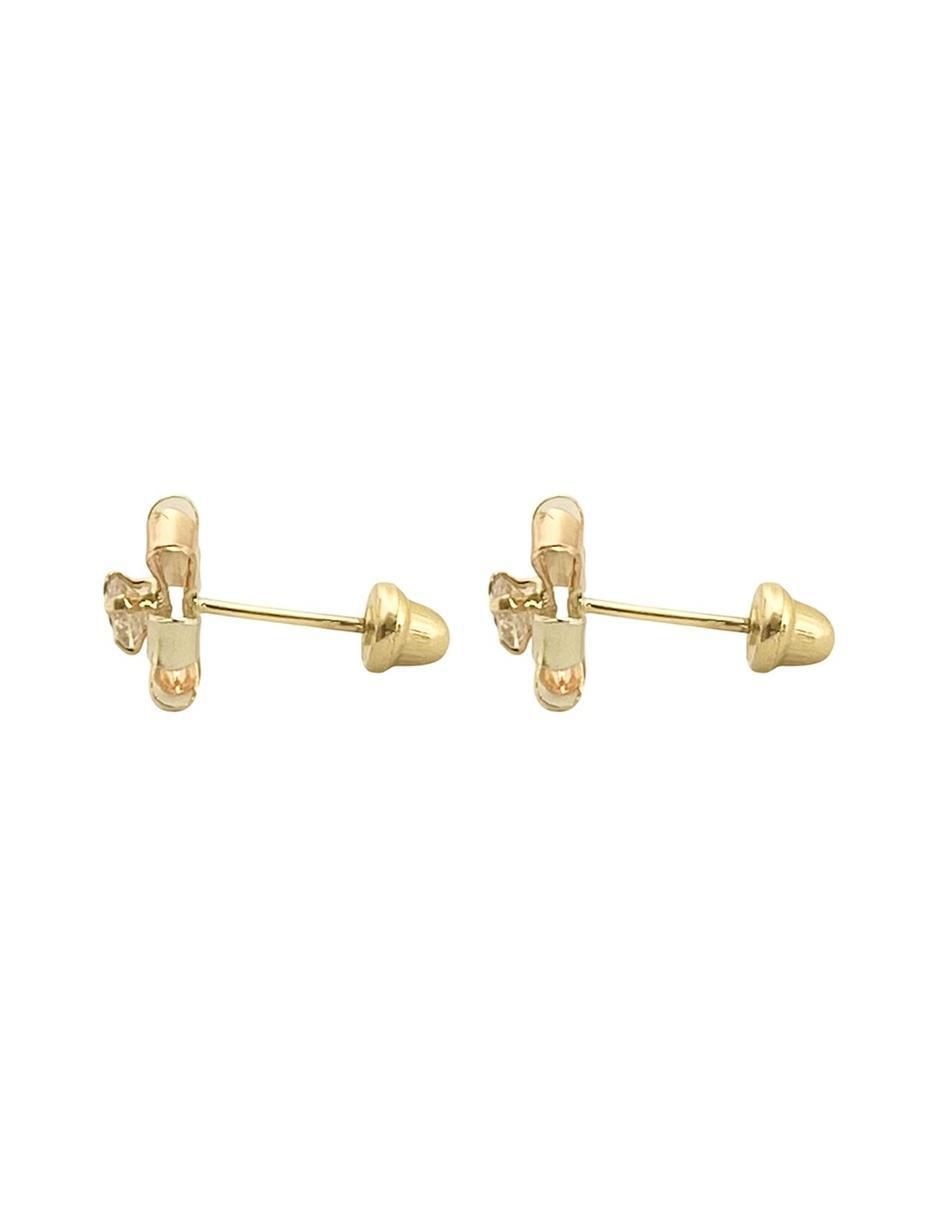 Broqueles de flor de oro con acabado brillante zirconia 3