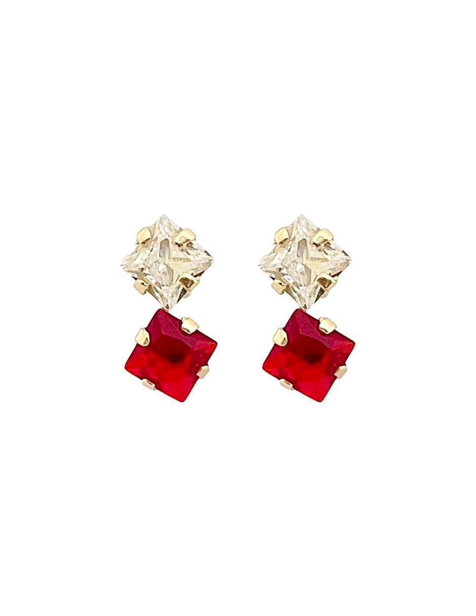 Broqueles de rombo de oro con acabado brillante zirconia