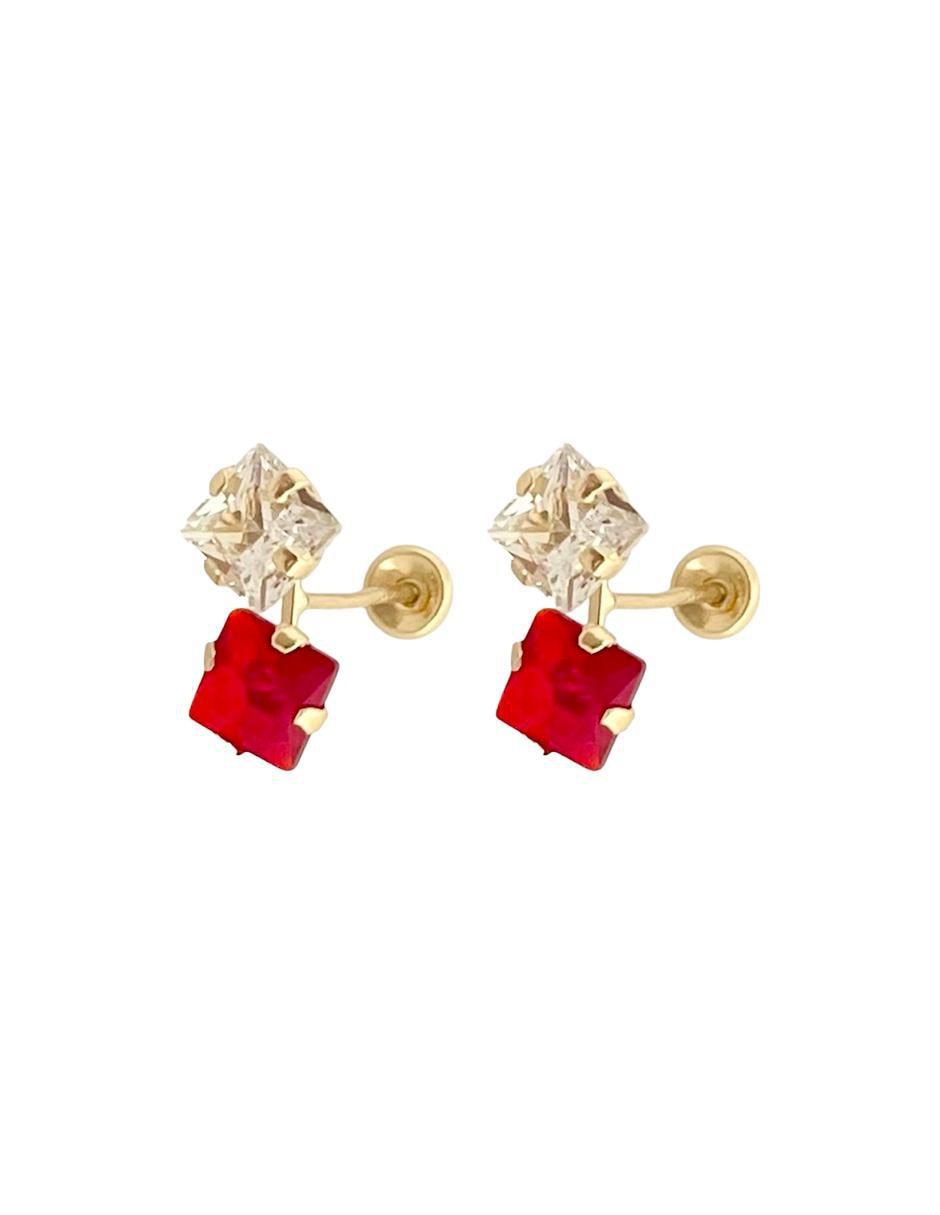 Broqueles de rombo de oro con acabado brillante zirconia 2