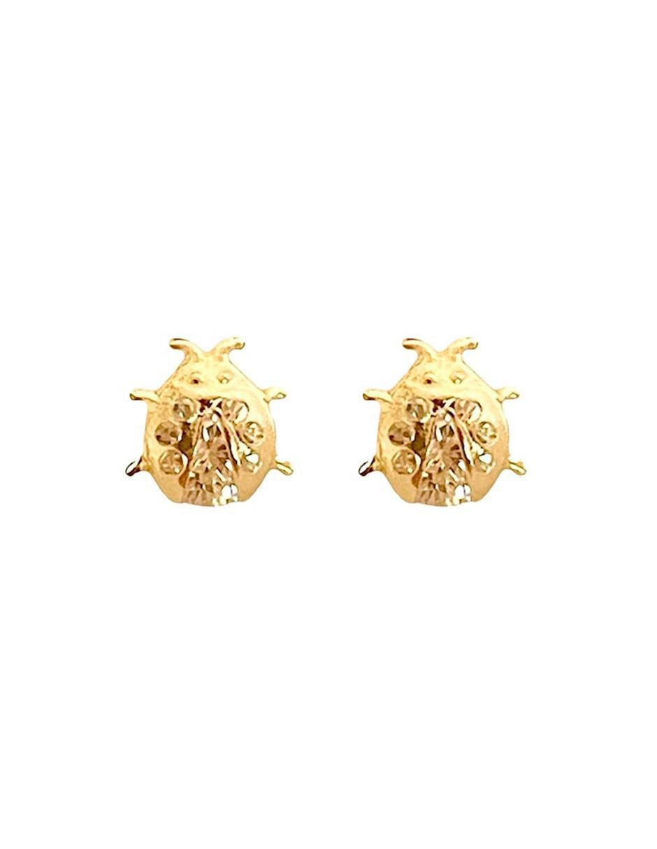 Broqueles de catarina de oro con acabado brillante zirconia