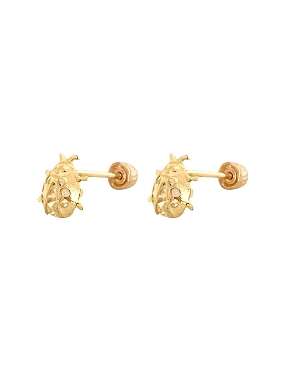Broqueles de catarina de oro con acabado brillante zirconia 4