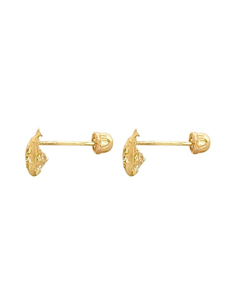 Broqueles de catarina de oro con acabado brillante zirconia 5