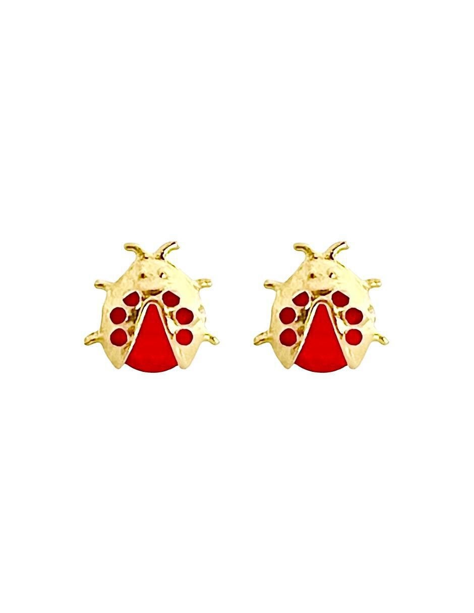 Broqueles de catarina de oro con acabado brillante zirconia
