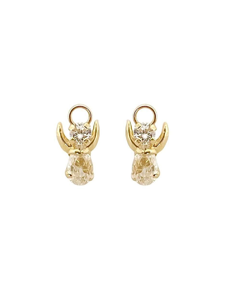 Broqueles de alas Angel de oro con acabado brillante zirconia