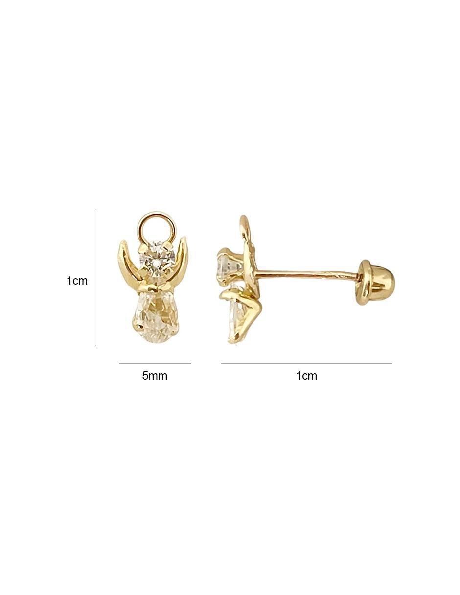 Broqueles de alas Angel de oro con acabado brillante zirconia 6