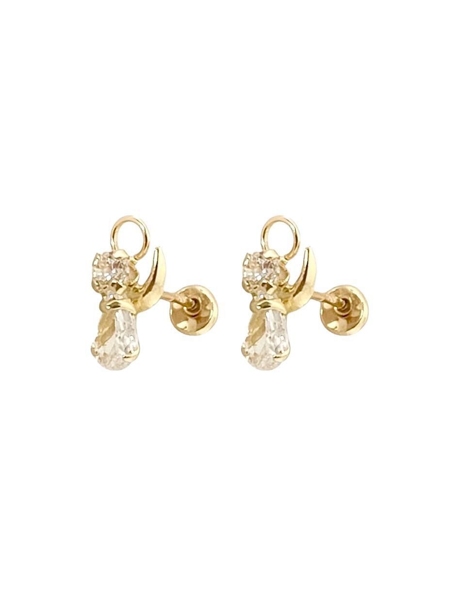 Broqueles de alas Angel de oro con acabado brillante zirconia 4