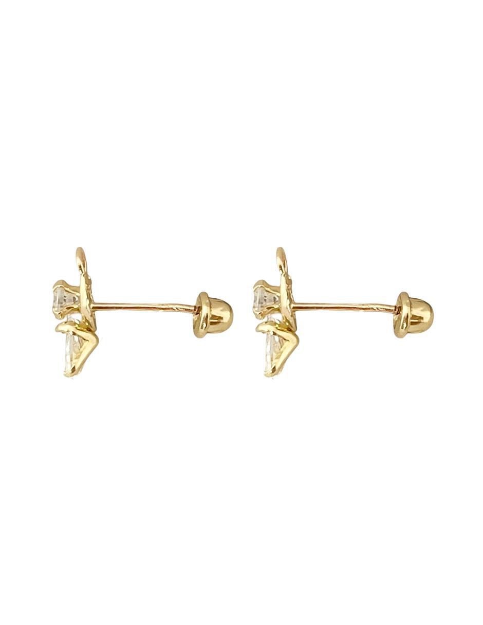 Broqueles de alas Angel de oro con acabado brillante zirconia 5