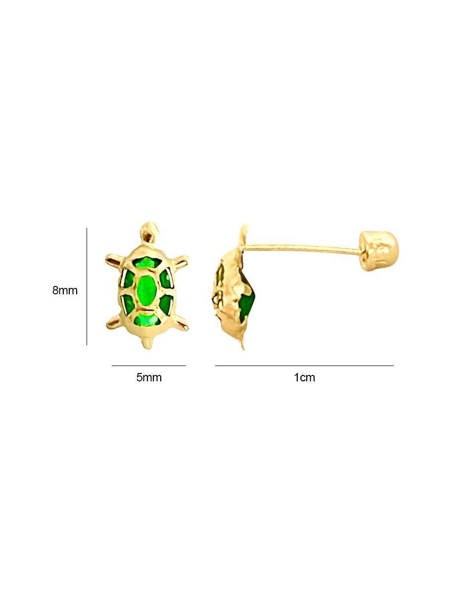 Broqueles de tortuga de oro con acabado brillante zirconia 6