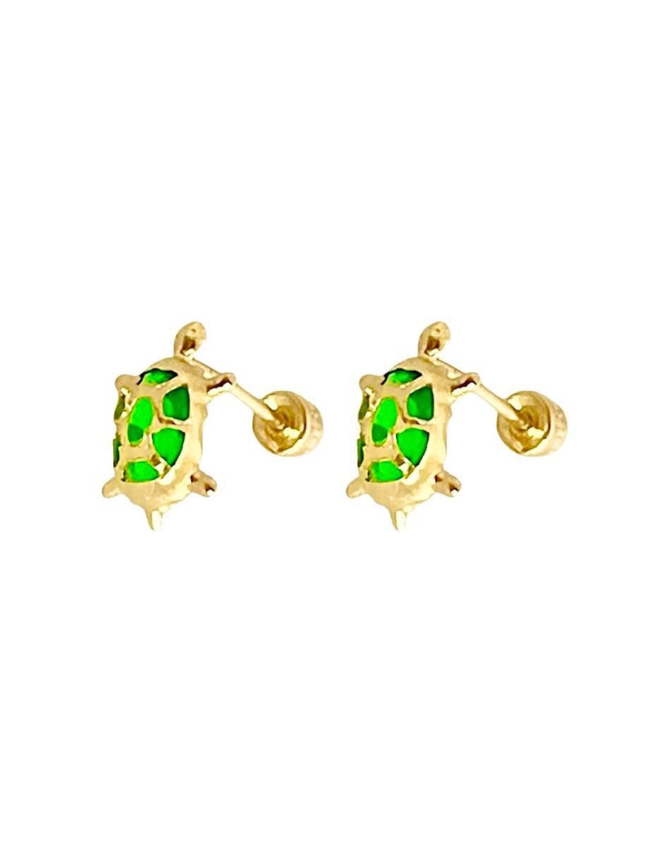 Broqueles de tortuga de oro con acabado brillante zirconia 4