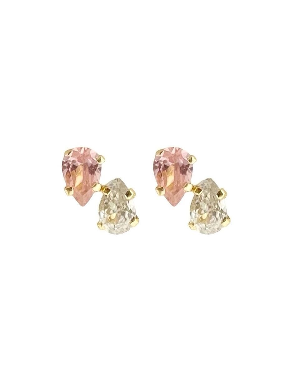 Broqueles de gota de oro con acabado brillante zirconia