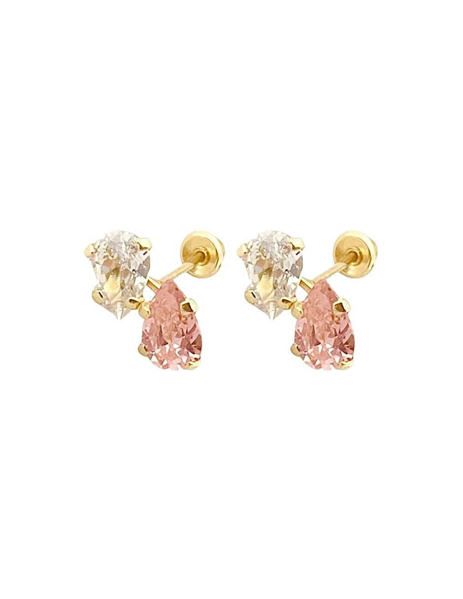 Broqueles de gota de oro con acabado brillante zirconia 2