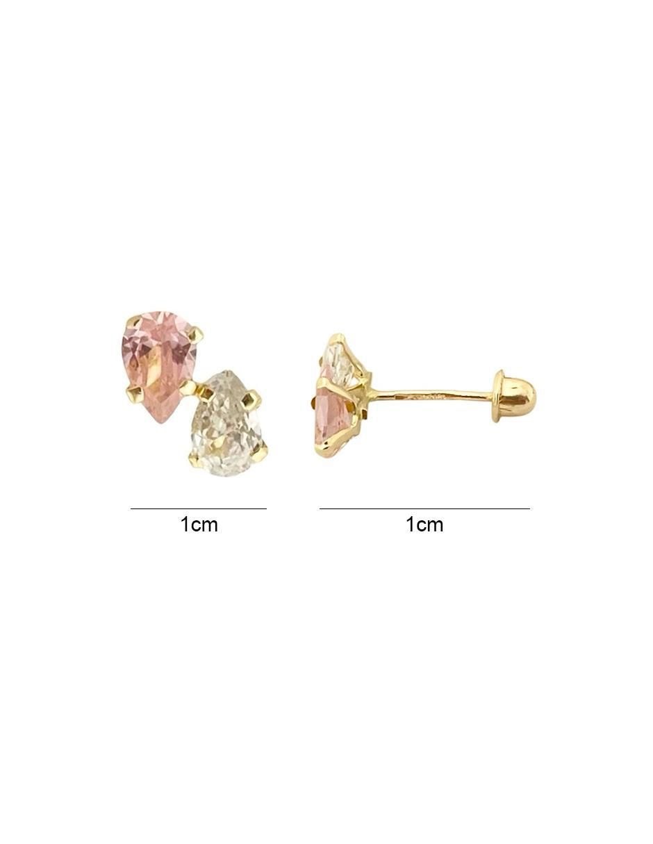 Broqueles de gota de oro con acabado brillante zirconia 6