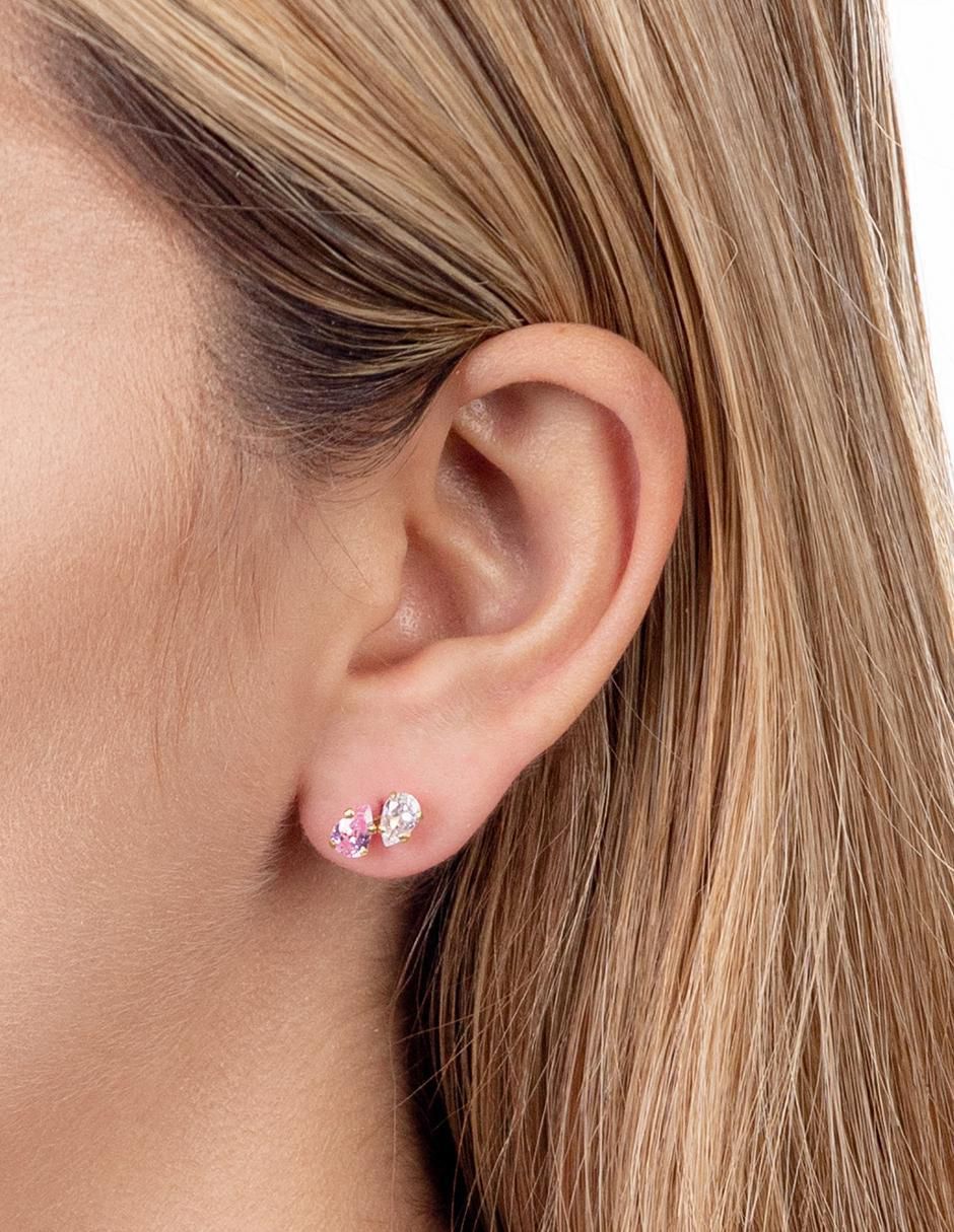 Broqueles de gota de oro con acabado brillante zirconia 4