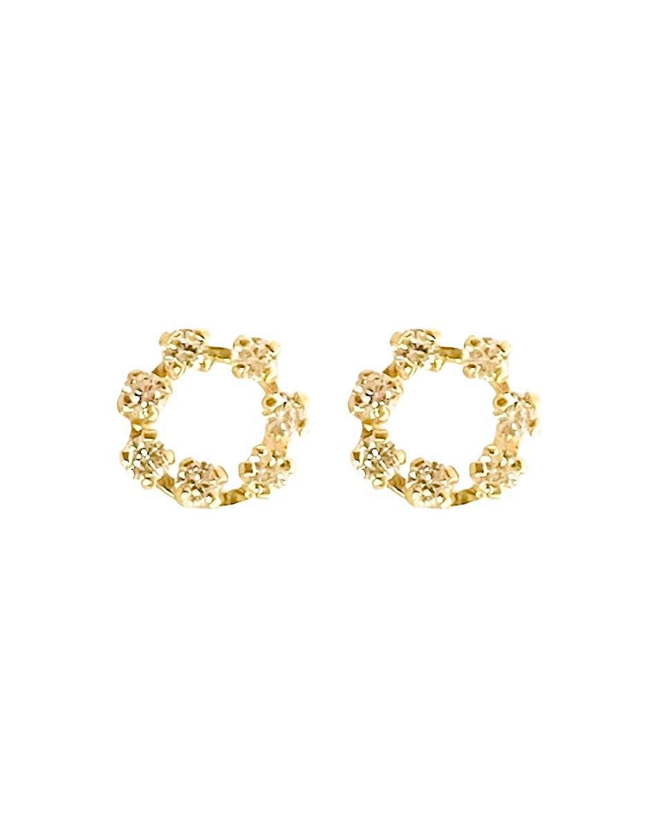 Broqueles circulares de oro con acabado brillante zirconia