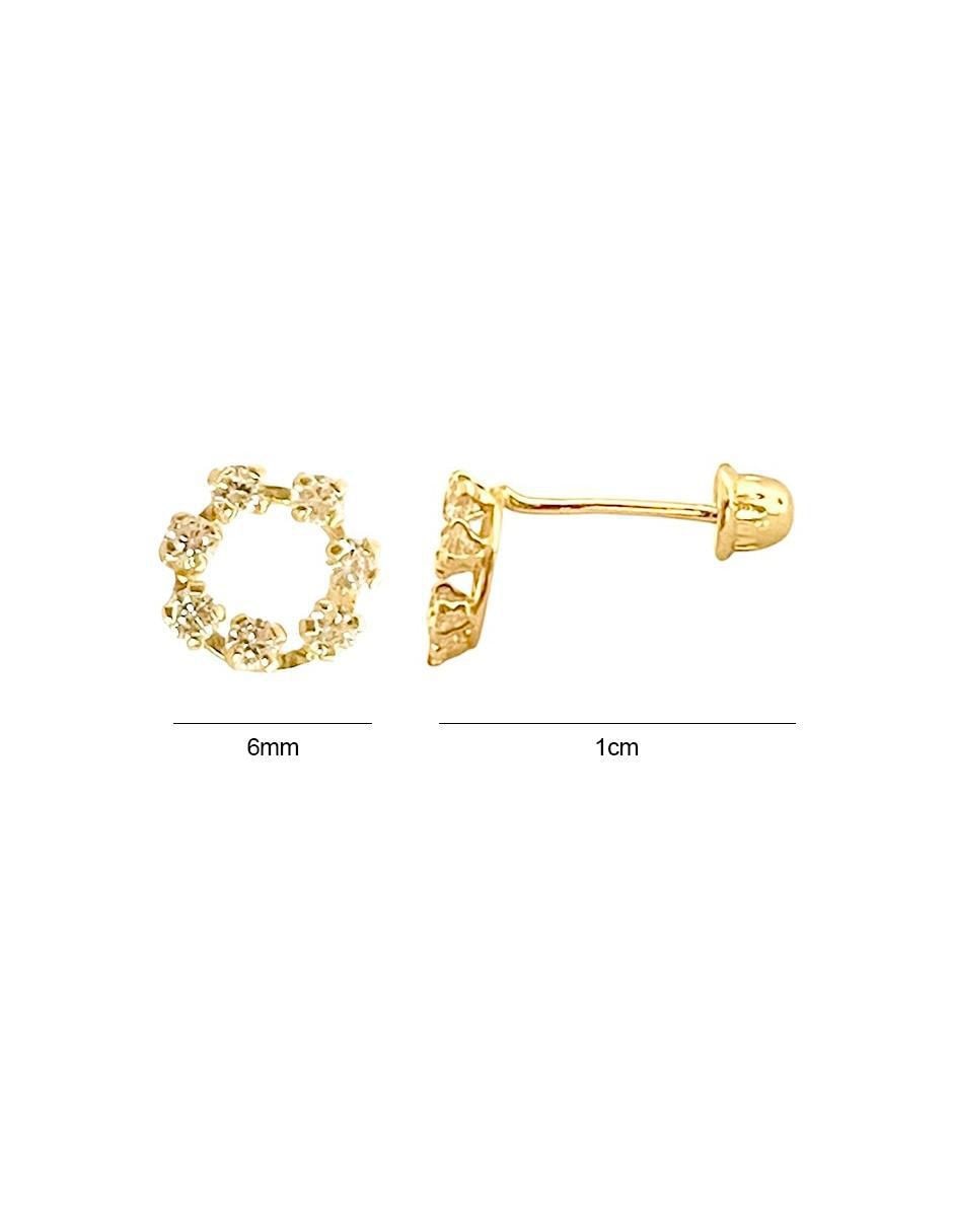 Broqueles circulares de oro con acabado brillante zirconia 6