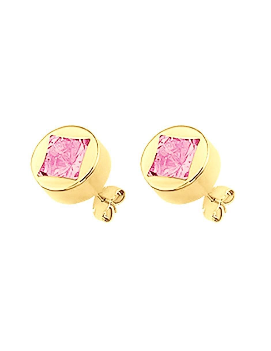 Broqueles redondos de oro con acabado brillante zirconia 4