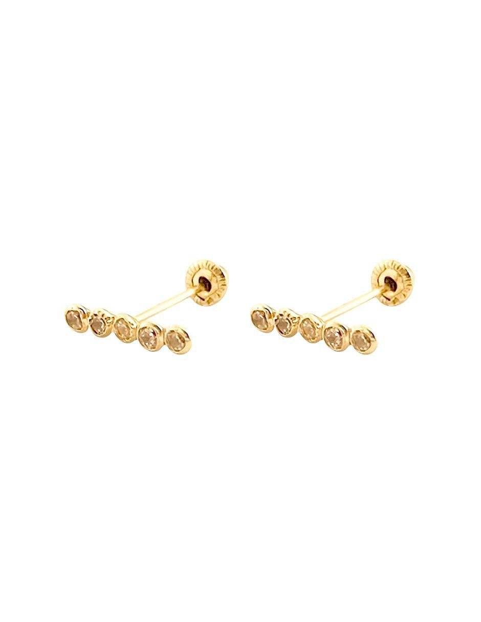 Broqueles de barra de oro con acabado brillante zirconia 4