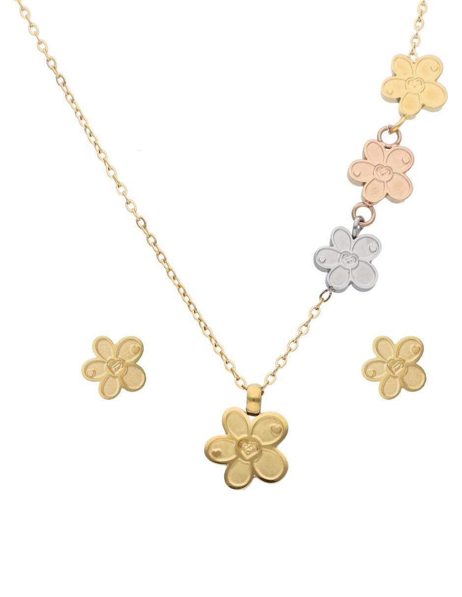 Aretes y collar de flor Aretes y collar de flor