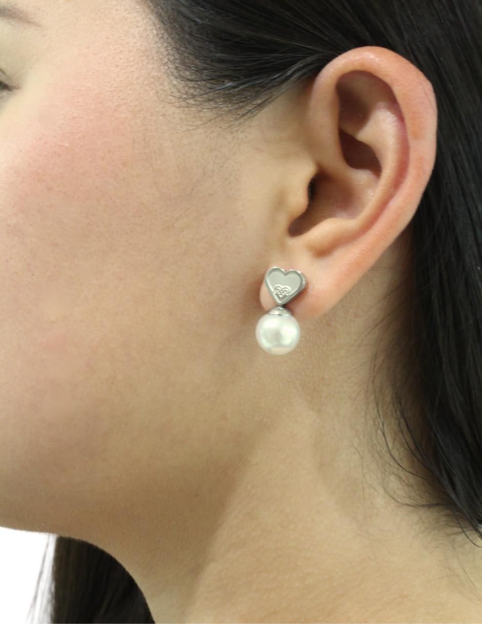Broqueles de corazón con acabado brillante imitación perla 5