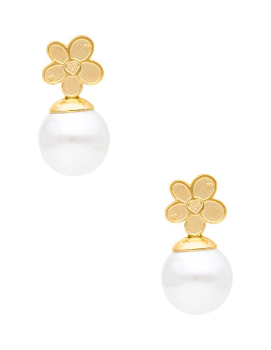 Broqueles de flor con acabado brillante imitación perla Broqueles de flor con acabado brillante imitación perla