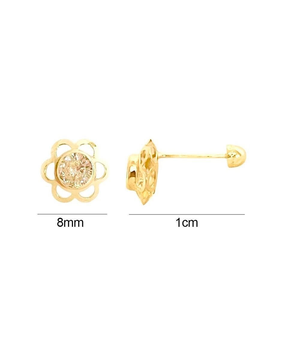 Broqueles de flor de oro con acabado brillante zirconia 6