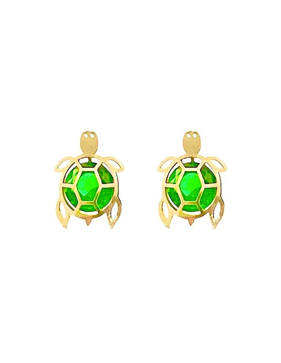 Broqueles de tortuga de oro con acabado brillante zirconia