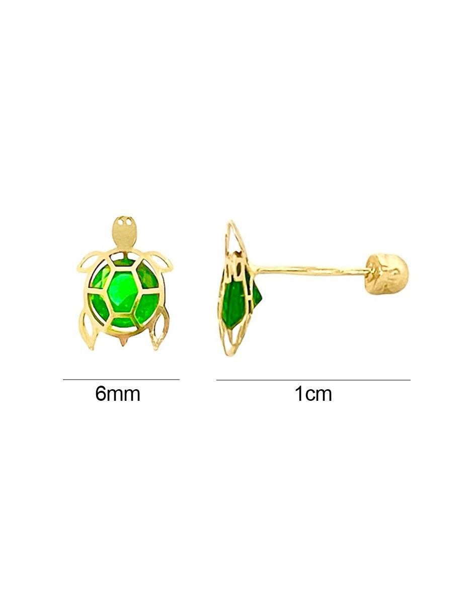 Broqueles de tortuga de oro con acabado brillante zirconia 6