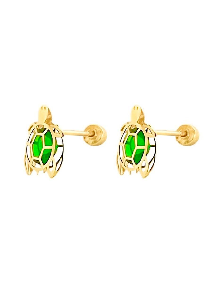 Broqueles de tortuga de oro con acabado brillante zirconia 4