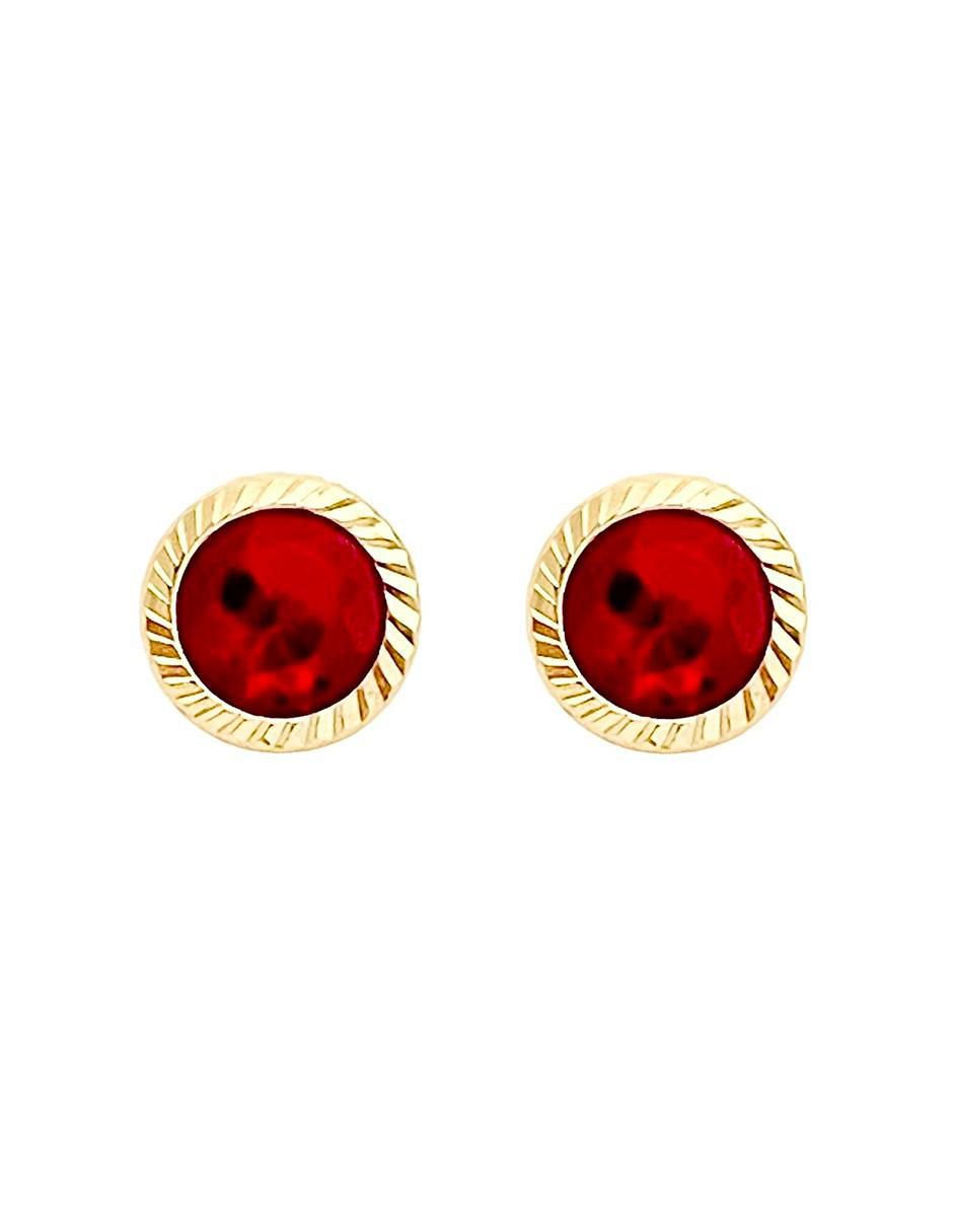Broqueles redondos de oro con acabado diamantado zirconia