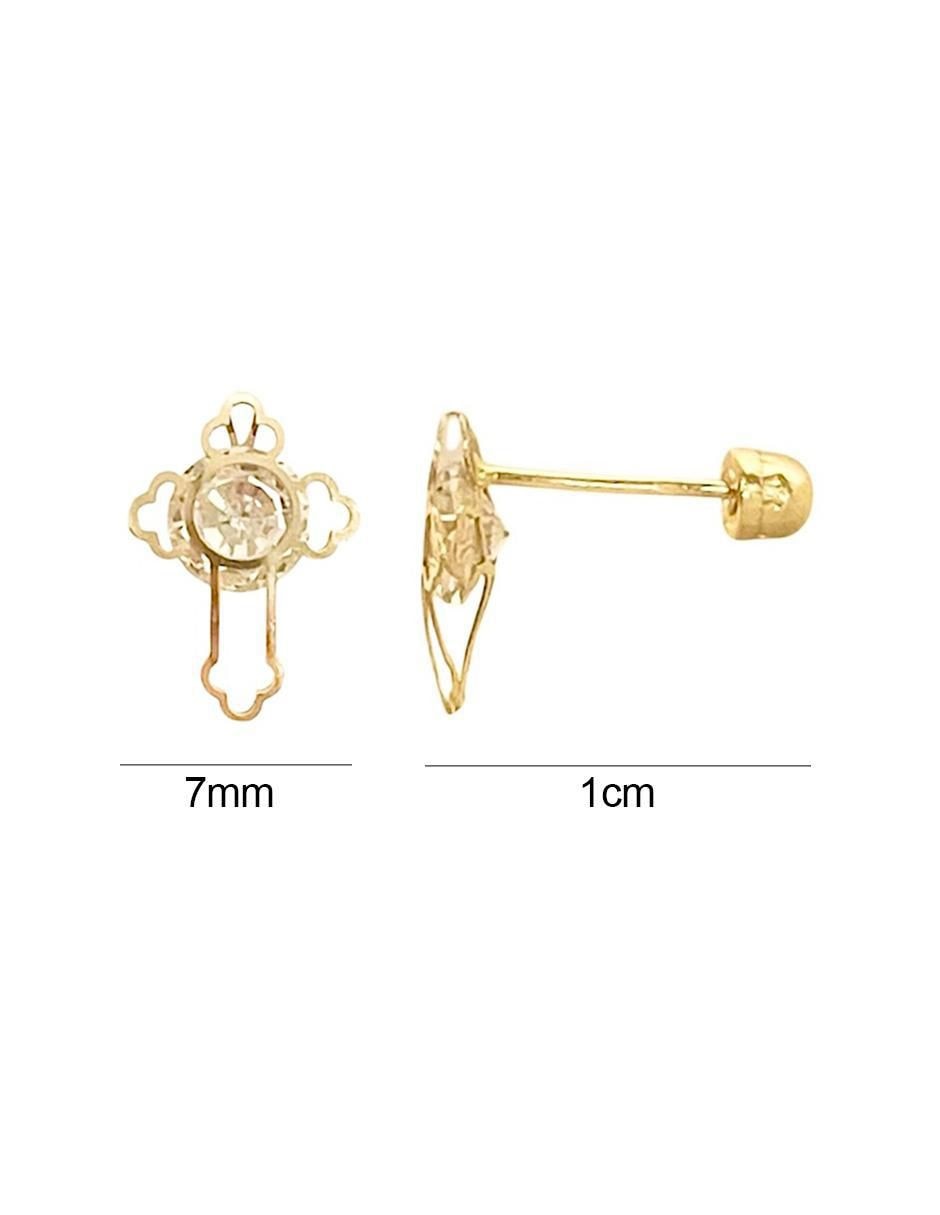 Broqueles de cruz de oro con acabado brillante zirconia 6