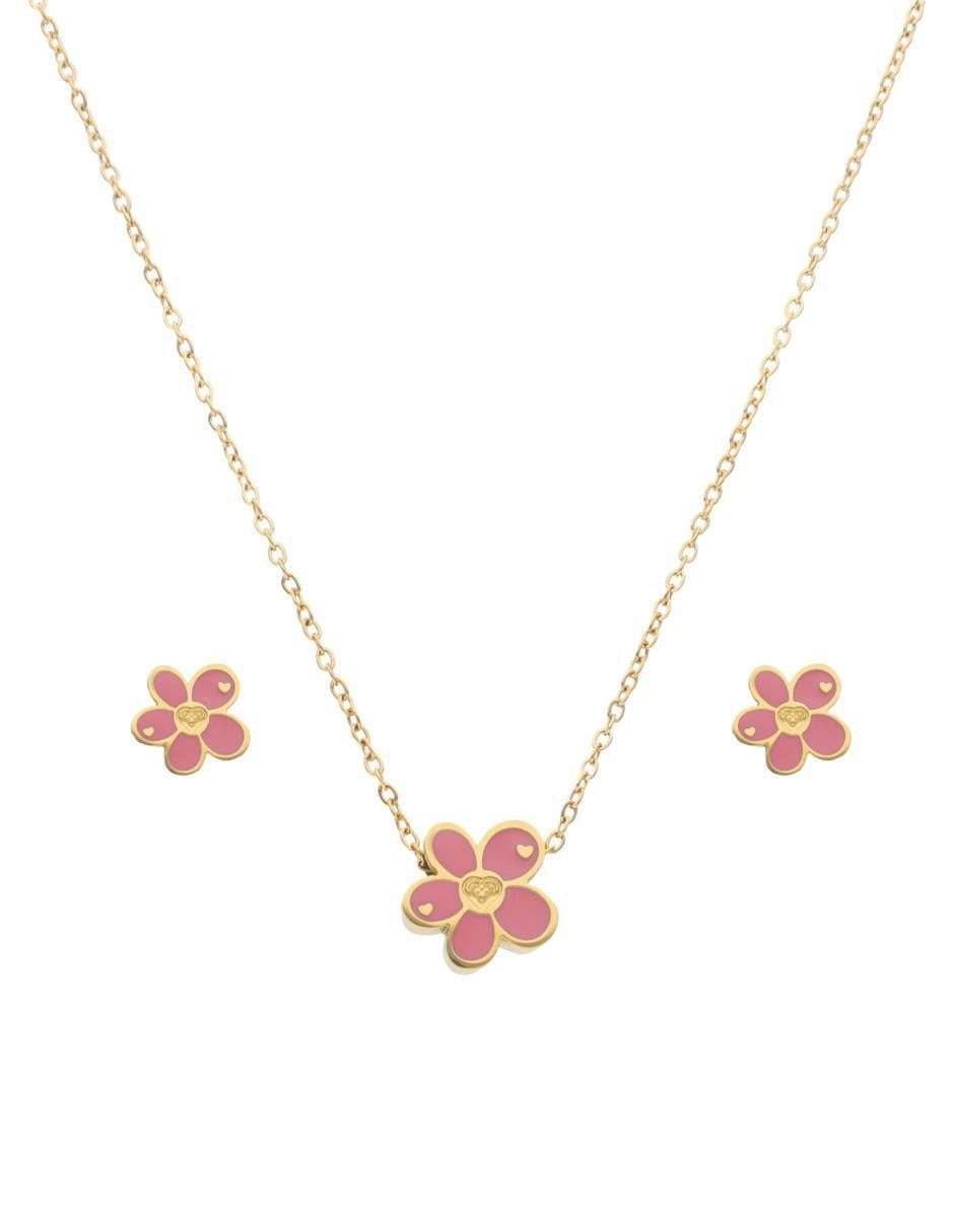 Aretes y collar de flor
