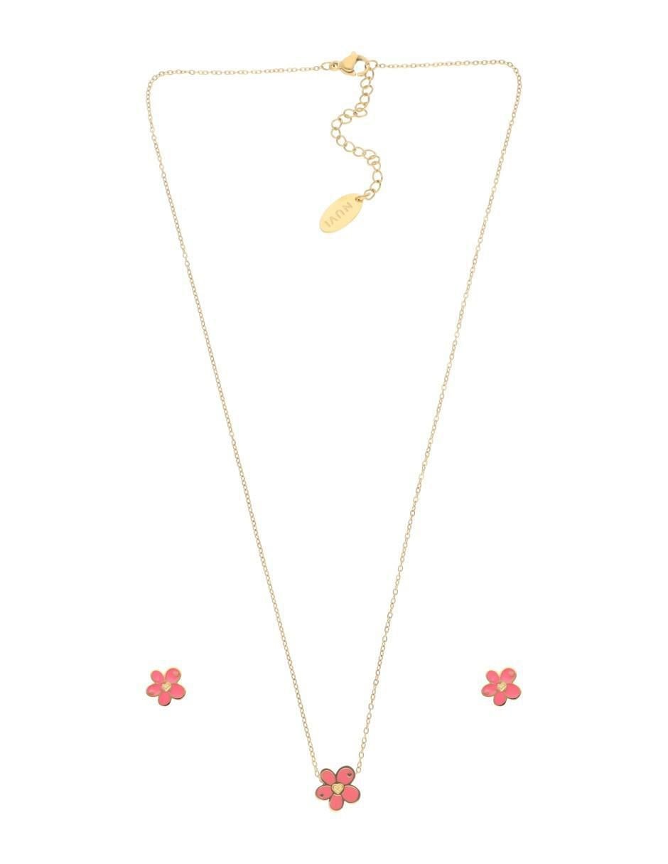 Aretes y collar de flor 3