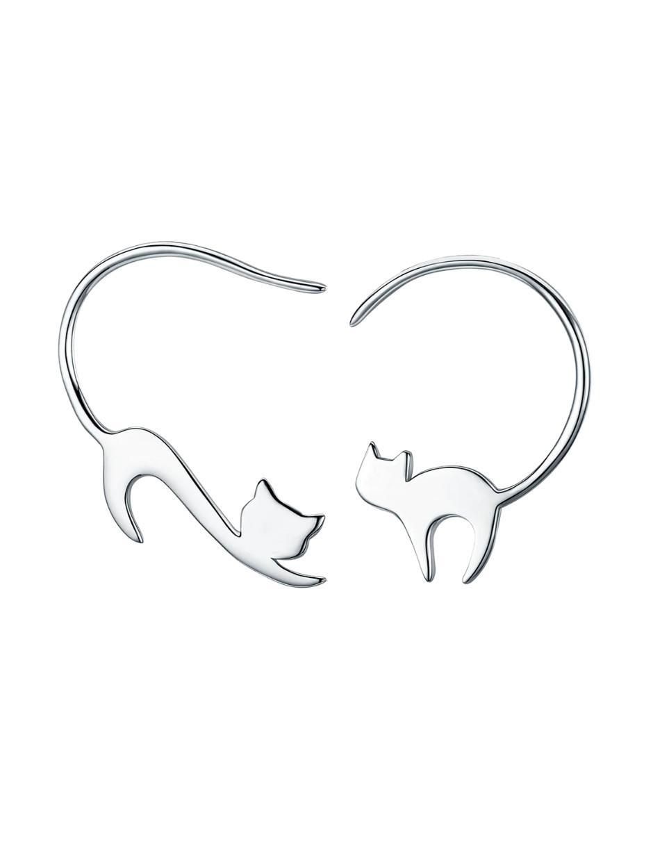 Aretes de gato de plata P 925 con acabado brillante