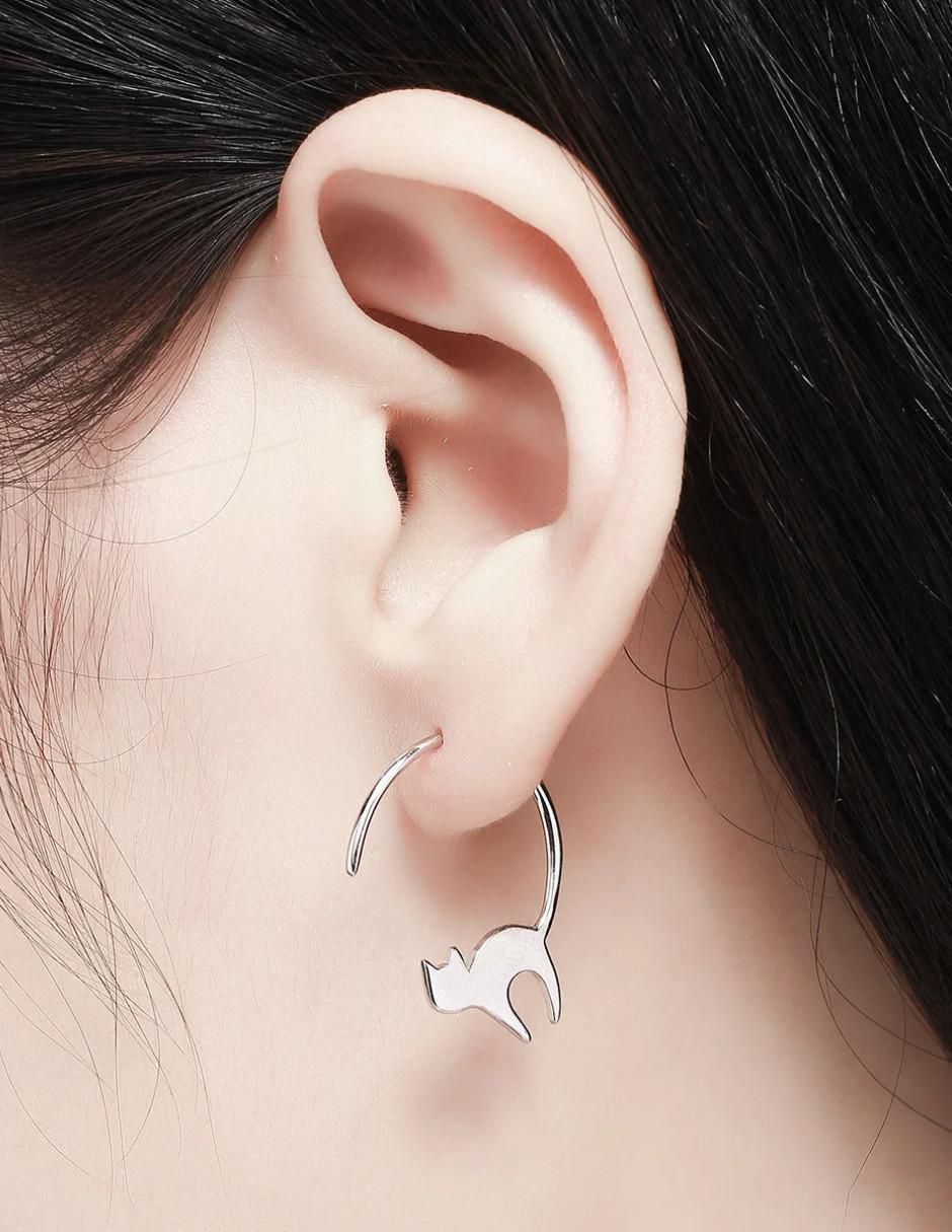 Aretes de gato de plata P 925 con acabado brillante 2