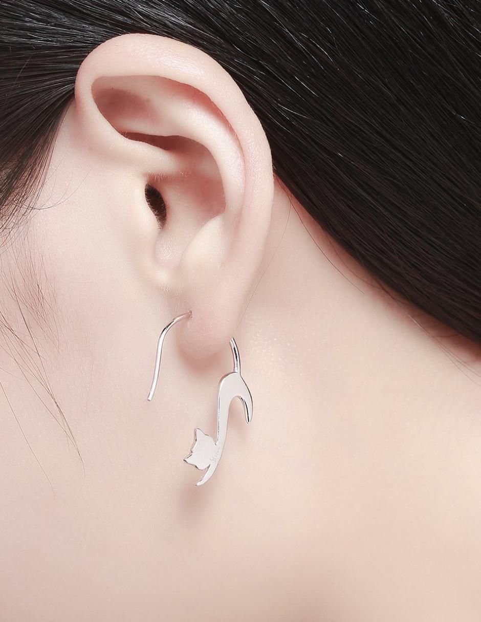 Aretes de gato de plata P 925 con acabado brillante 3