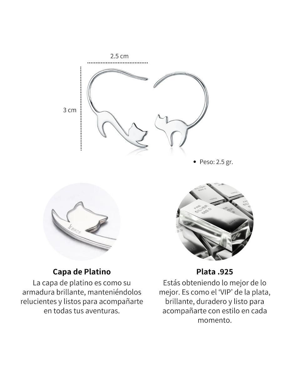 Aretes de gato de plata P 925 con acabado brillante 4