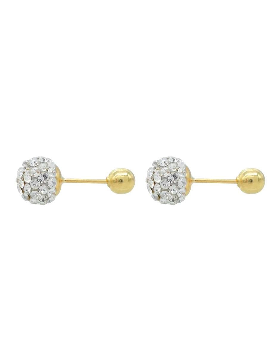 Broqueles de esfera de oro con acabado brillante cristal 5