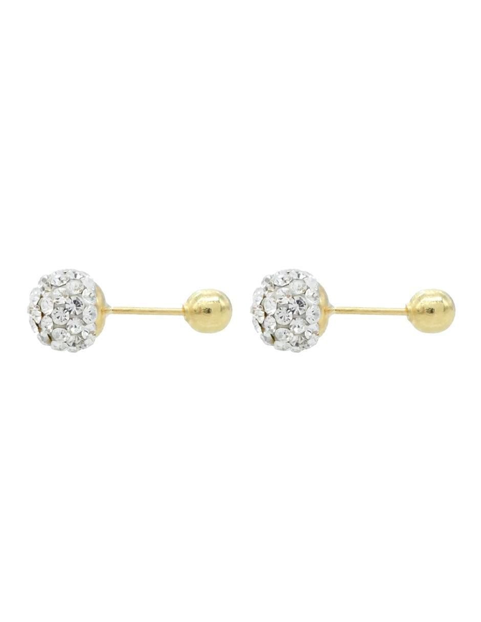 Broqueles de esfera de oro con acabado brillante cristal 5