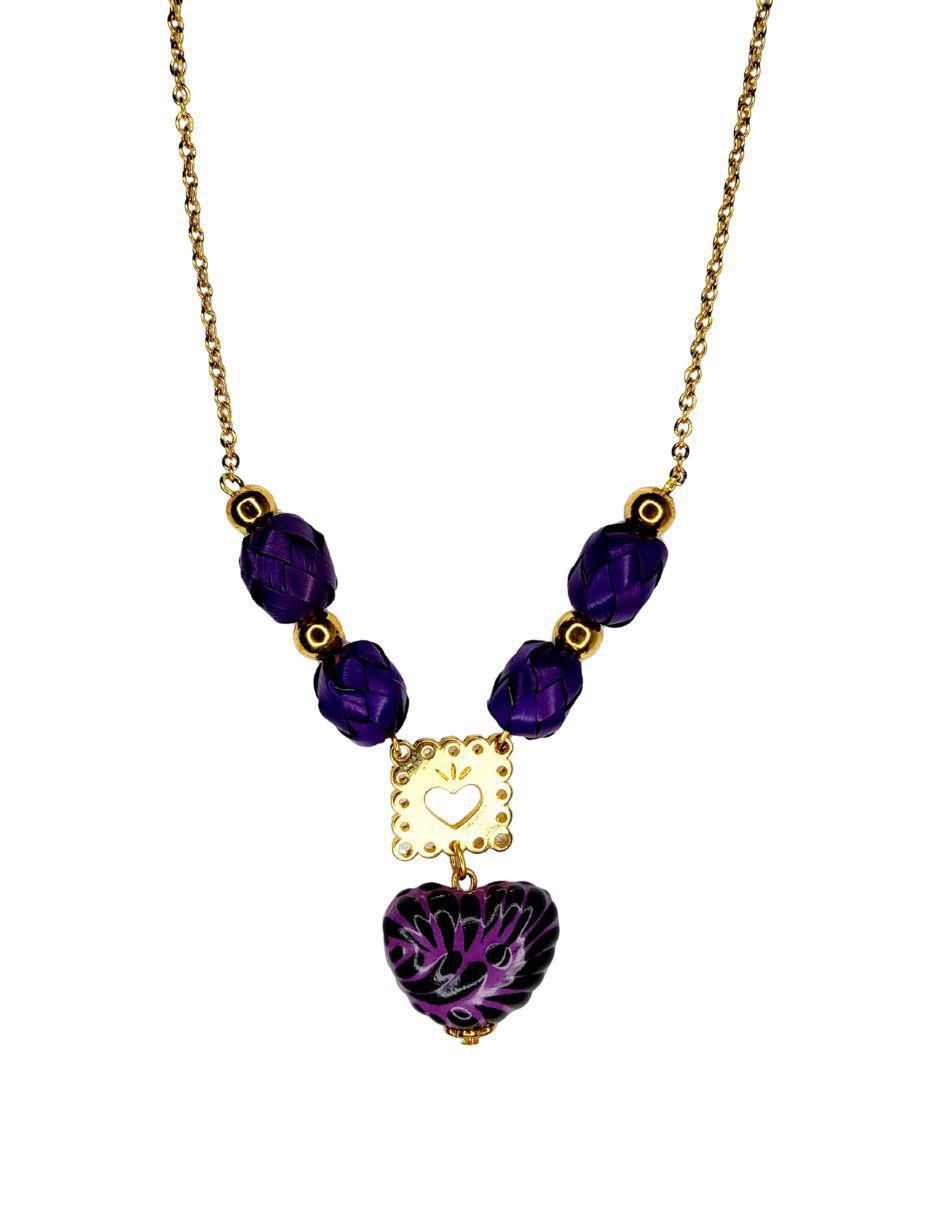 Collar de corazón Talavera 24 K