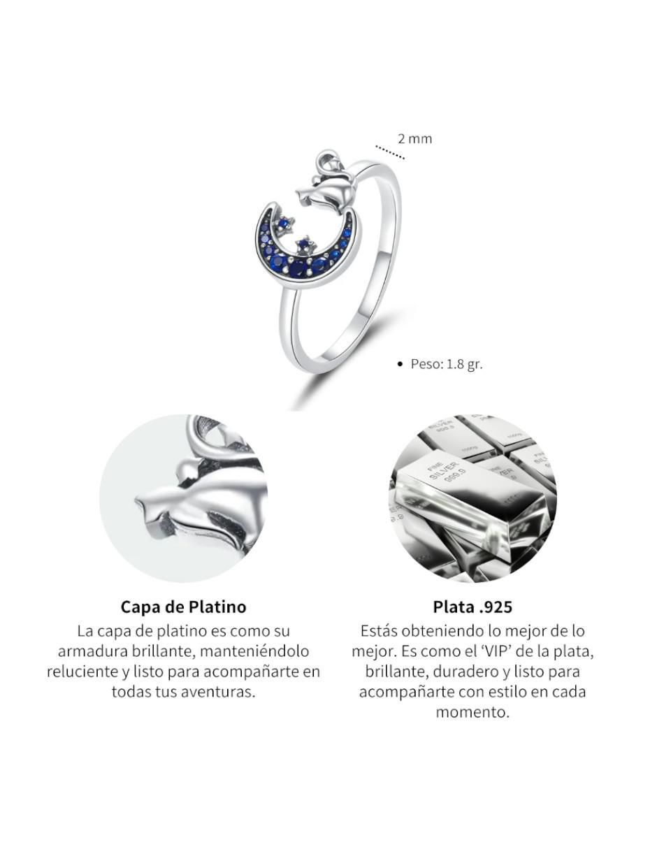 Anillo de luna Pets P 925 de plata circonita pavé 4