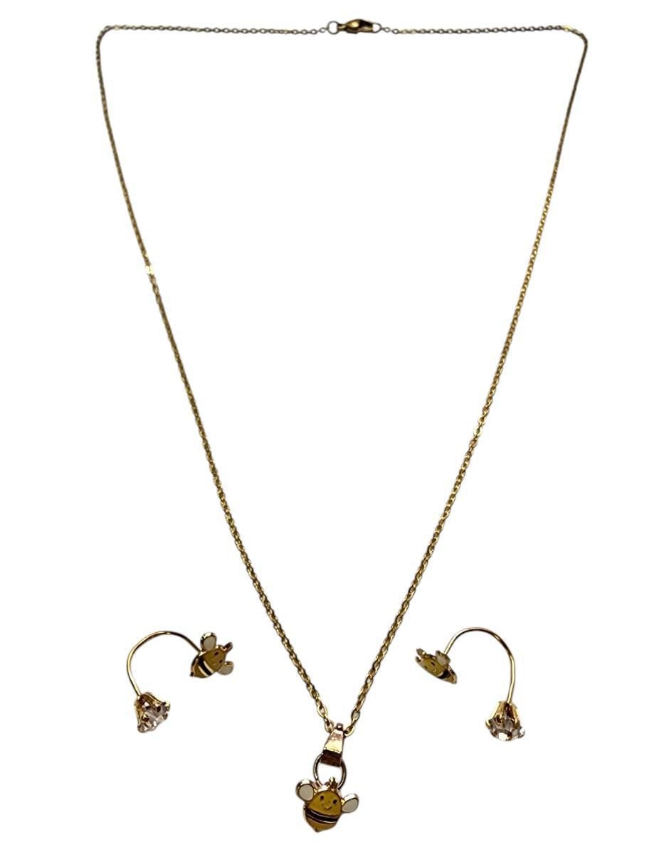 Set de collar y aretes de oro vermeil 14 k zirconia 6